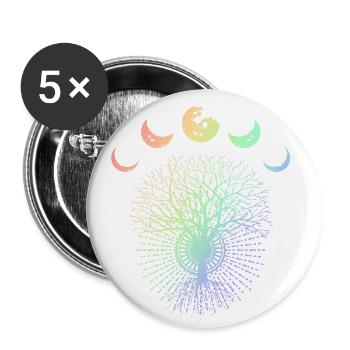 Lune lune phases arbre écologiste cadeau - Lot de 5 grands badges (56 mm) - blanc - Devant