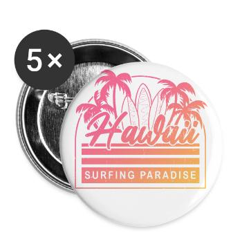 Hawaii Surfing Paradise - Buttons groß 56 mm (5er Pack) - Weiß - Vorne