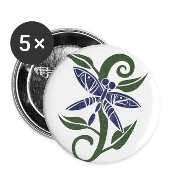 Libellule bleue - Lot de 5 grands badges (56 mm) - blanc - Devant