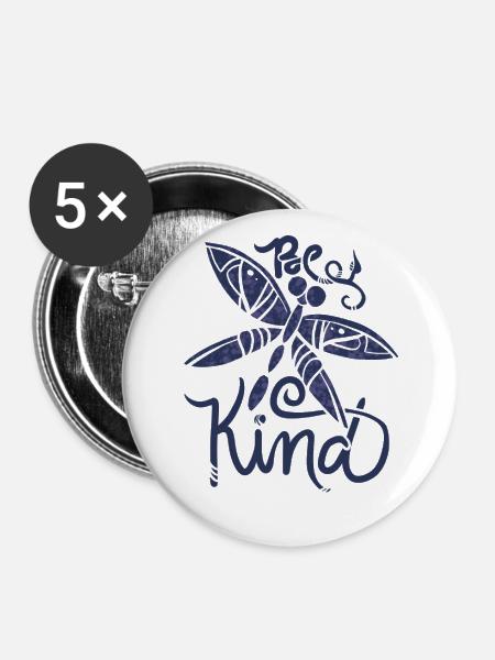 Sei freundlich - Buttons groß 56 mm (5er Pack) - Weiß