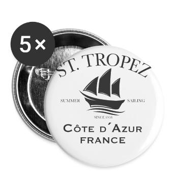 St Tropez France Summer Sailing grey edition - Buttons groß 56 mm (5er Pack) - Weiß - Vorne