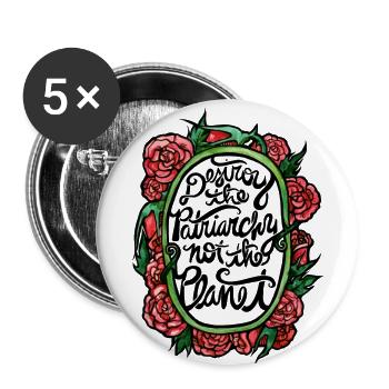 Détruisez le patriarcat pas la planète - Lot de 5 grands badges (56 mm) - blanc - Devant