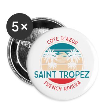 Saint Tropez Summer French Riviera - Buttons groß 56 mm (5er Pack) - Weiß - Vorne