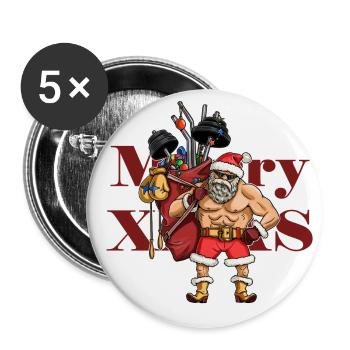 Drôle de culturiste du Père Noël. - Lot de 5 grands badges (56 mm) - blanc - Devant
