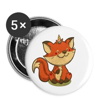 Fuchseinhorn, Vintage-Illustration - Buttons groß 56 mm (5er Pack) - Weiß - Vorne