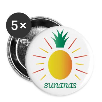 Sunny Ananas -Sunanas - Buttons groß 56 mm (5er Pack) - Weiß - Vorne