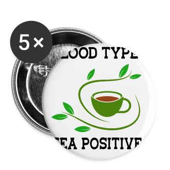 Blood Type Sweet Tea Tea Lover Green Tea Black Tea - Buttons groß 56 mm (5er Pack) - Weiß - Vorne