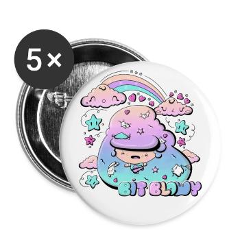 Cute weather bubble head - bit blowy with text - Buttons large 2.2''/56 mm (5-pack) - white - Front