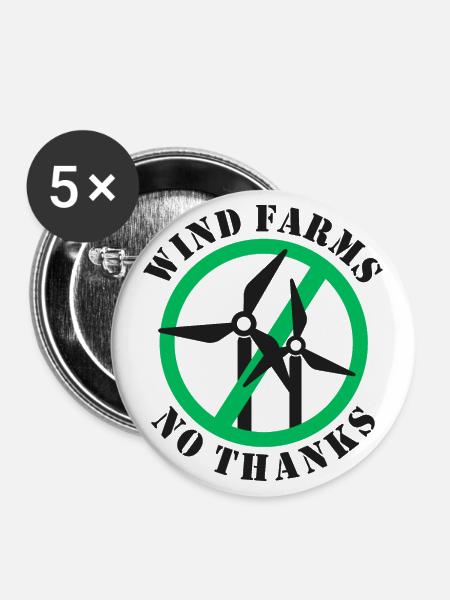 Windparks Nein Danke - Buttons groß 56 mm (5er Pack) - Weiß