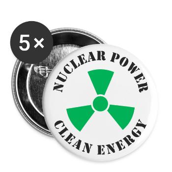 Atomkraft, Saubere Energie - Buttons groß 56 mm (5er Pack) - Weiß - Vorne