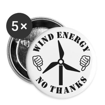 Wind Energy No Thanks, Thumbs down - Buttons large 2.2''/56 mm (5-pack) - white - Front