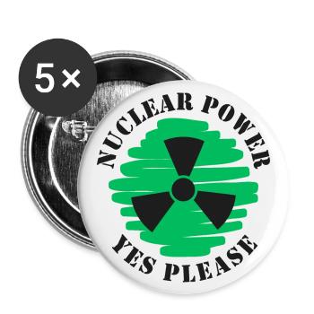 Atomkraft, Ja bitte, Kernenergie - Buttons groß 56 mm (5er Pack) - Weiß - Vorne
