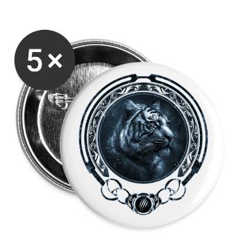 Tigre du Bengale roi tigre - Lot de 5 grands badges (56 mm) - blanc - Devant