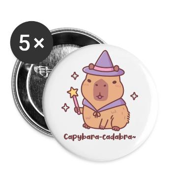 Mignon Capybara Wizard Capybaracadabra Jeu de mots amusant - Lot de 5 grands badges (56 mm) - blanc - Devant