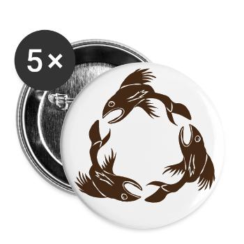 drei Fische - Buttons groß 56 mm (5er Pack) - Weiß - Vorne