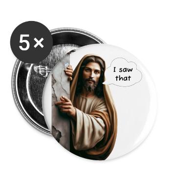 Jesus "I saw that" meme - Buttons large 2.2''/56 mm (5-pack) - white - Front