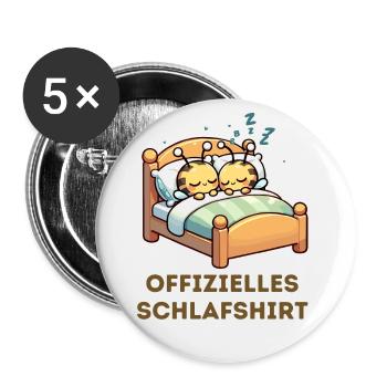 Offizielles Schlafshirt Biene - Buttons groß 56 mm (5er Pack) - Weiß - Vorne