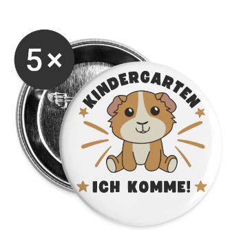 Kindergarten Ich Komme! Meerschweinchen - Buttons groß 56 mm (5er Pack) - Weiß - Vorne