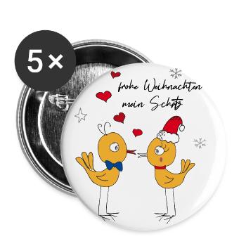 frohe Weihnachten - Buttons groß 56 mm (5er Pack) - Weiß - Vorne
