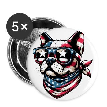 Cool Boston Terrier with Sunglasses - Buttons large 2.2''/56 mm (5-pack) - white - Front