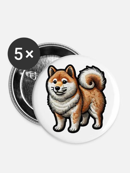 Signature Shiba Inu - Buttons large 2.2''/56 mm (5-pack) - white