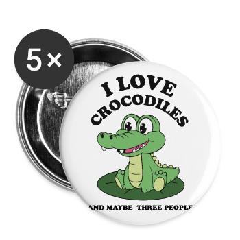 T-shirt crocodile mignon - Chemise Animal Lover - Lot de 5 grands badges (56 mm) - blanc - Devant