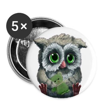 Owl - Buttons groß 56 mm (5er Pack) - Weiß - Vorne