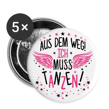 Aus dem Weg ich muss tanzen Dancing Party Wings - Buttons groß 56 mm (5er Pack) - Weiß - Vorne