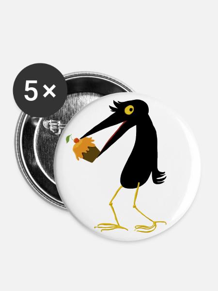 Kuchenvogel - Buttons groß 56 mm (5er Pack) - Weiß