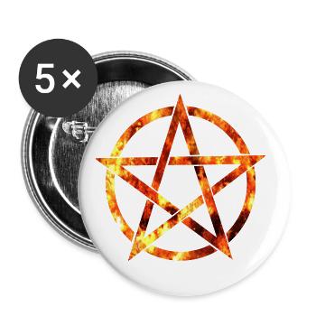 pentagramm aus flammen - Buttons groß 56 mm (5er Pack) - Weiß - Vorne