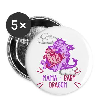 Mom dragon u dragon baby fantasy dragon graphic - Buttons large 2.2''/56 mm (5-pack) - white - Front