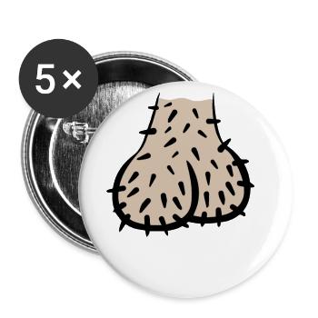 Dickhead Hoden Eier JGA Junggesellen Abschied - Buttons groß 56 mm (5er Pack) - Weiß - Vorne