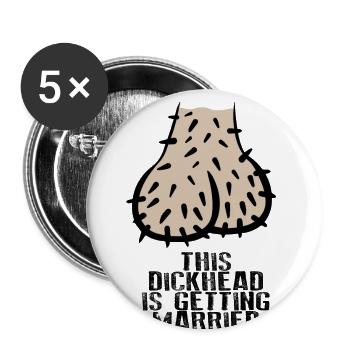 Dickhead testicules oeufs JGA bachelor adieu - Lot de 5 grands badges (56 mm) - blanc - Devant