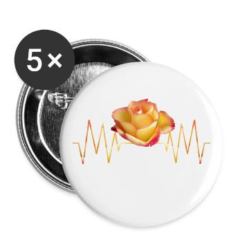 Rose, Herzschlag, Rosen, Blume, Herz, Frequenz - Buttons groß 56 mm (5er Pack) - Weiß - Vorne
