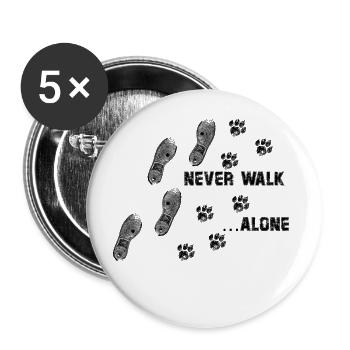 Never Walk Alone Chat Patte Empreinte Meowmy - Lot de 5 grands badges (56 mm) - blanc - Devant
