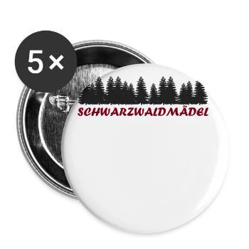 Schwarzwaldmädel Bollenhut Schwarzwald Urlaub Dame - Buttons groß 56 mm (5er Pack) - Weiß - Vorne