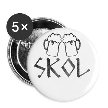 Skol Bierkrüge Bruge nordique Viking - Lot de 5 grands badges (56 mm) - blanc - Devant