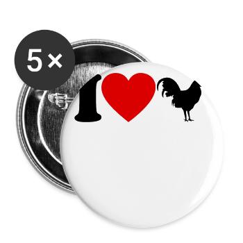 Ich Liebe Hühner Herz Geschenk I Love Chicken - Buttons groß 56 mm (5er Pack) - Weiß - Vorne