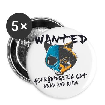 Schrödingers Katze Physik Schrödinger's Cat Geeks - Buttons groß 56 mm (5er Pack) - Weiß - Vorne