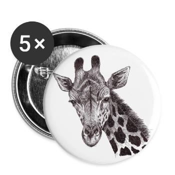 Giraffenkopf gezeichnet - Buttons groß 56 mm (5er Pack) - Weiß - Vorne