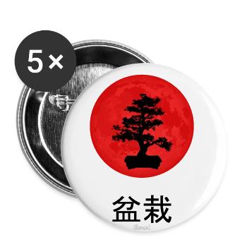 Bonsai Japanisch Kanji Aufgehende Sonne Vintage - Buttons groß 56 mm (5er Pack) - Weiß - Vorne