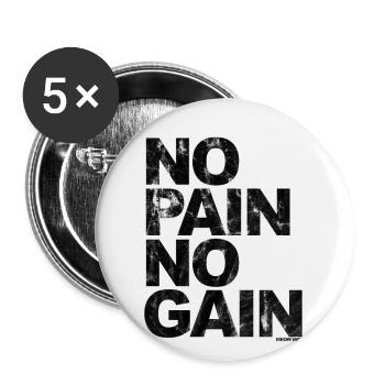 No Pain No Gain - Entraînement Fitness Hommes Femmes - Lot de 5 grands badges (56 mm) - blanc - Devant