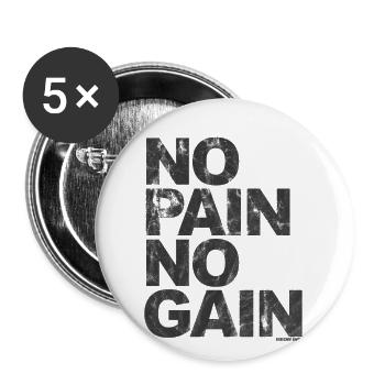 No Pain No Gain - Entraînement Fitness Hommes Femmes - Lot de 5 grands badges (56 mm) - blanc - Devant
