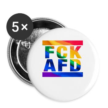 Against Nazis - FCK AFD - Against the Right - LGBTQ - Buttons large 2.2''/56 mm (5-pack) - white - Front