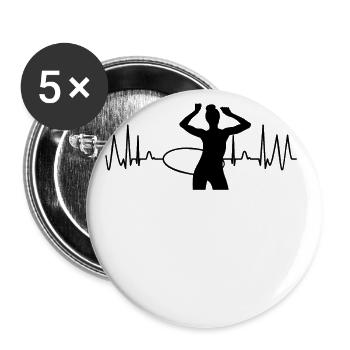 Herzfrequenz Hula Puls Hoop Hulahoop Hullern - Buttons groß 56 mm (5er Pack) - Weiß - Vorne