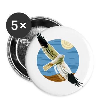 Oiseau Busard cendré Rapace Espèce protégée - Lot de 5 grands badges (56 mm) - blanc - Devant