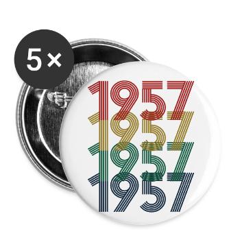 Cool Retro 1957, 65 ans, cadeau de 65e anniversaire - Lot de 5 grands badges (56 mm) - blanc - Devant