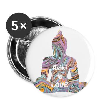 reiki with buddha e 14 - Buttons large 2.2''/56 mm (5-pack) - white - Front