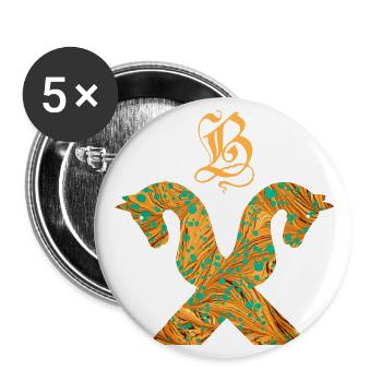pferdegiebel e 95 b - Buttons groß 56 mm (5er Pack) - Weiß - Vorne