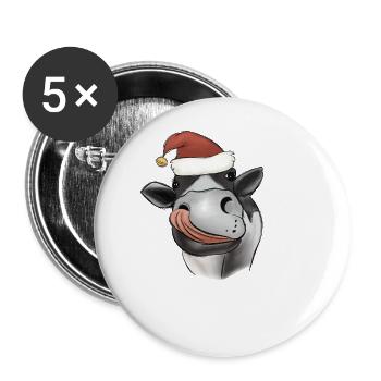 Kuh Landwirt Bauer Bäuerin Ugly Christmas - Buttons groß 56 mm (5er Pack) - Weiß - Vorne